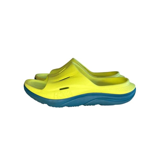 Hoka Shoes - Hoka One One Ora Recovery Slides Sandals Lagood Blue Volt Yellow M7 W8